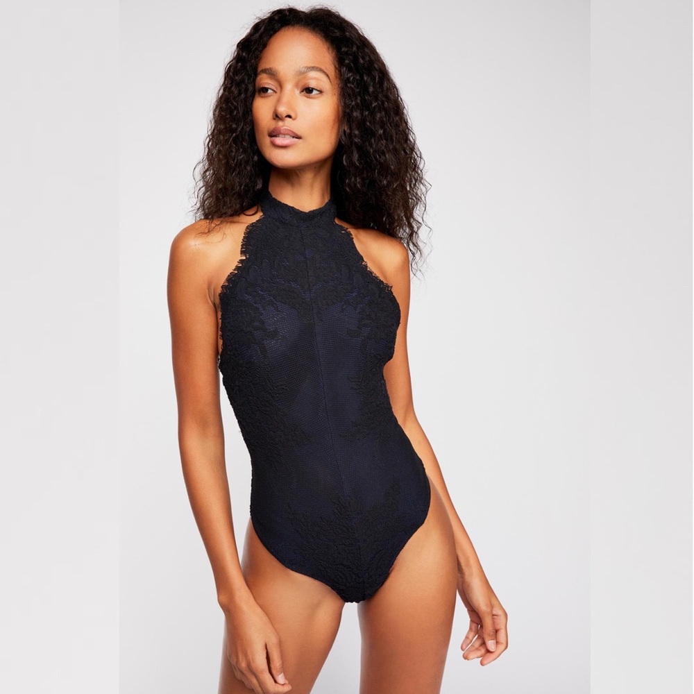 Free People ‘Miley’ High Neck Lace Bodysuit